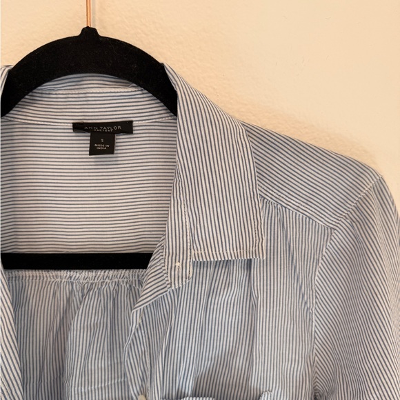 Ann Taylor Blue and White Striped Shirt - Picture 2 of 4